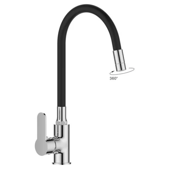 SHOP AKD::Змішувач для кухні INVENA Ksanti, чорний/хром 2-функц,