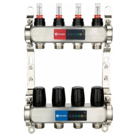 SHOP AKD::Колектор REIGER з витратомірами з нержавіючої сталі 1"х3/4" 8 виходів (-/3)