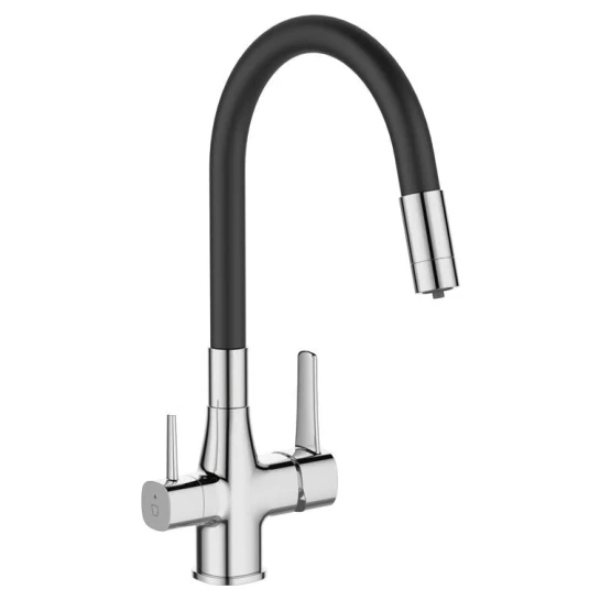 SHOP AKD::Змішувач для кухні INVENA GLAMOUR хром\чорний  під осмос