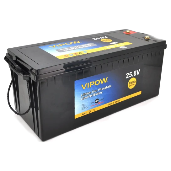 SHOP AKD::Акумуляторна батарея VIPOW LiFePO4, 25,6V 100Ah з вбудованою BMS платою 80A