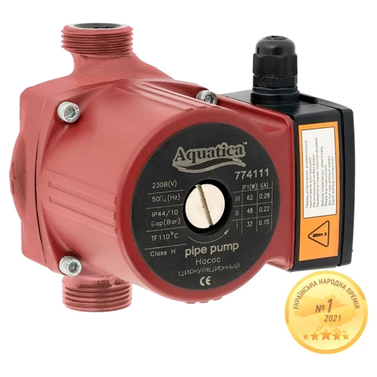 SHOP AKD::Насос циркуляційний AQUATICA 65Вт Hmax 4м Qmax 63л/хв 1 1/2" 180мм + гайки 1"