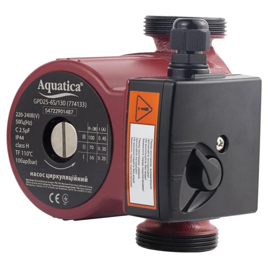 SHOP AKD::Насос циркуляційний AQUATICA 100Вт Hmax 6м Qmax 75л/хв 1 1/2" 180мм + гайки 1"