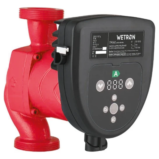 SHOP AKD::Насос циркуляційний WETRON енергозберігаючий 50-130Вт Hmax 8м Qmax 100л/хв Ø1½" 180мм + гайки Ø1"