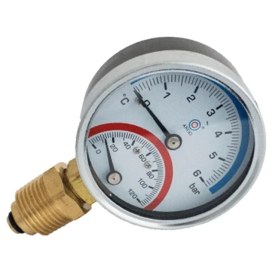 SHOP AKD::Термоманометр KARRO 1/2"x1/4"x80mm / 6bar,120℃нижнє підключення