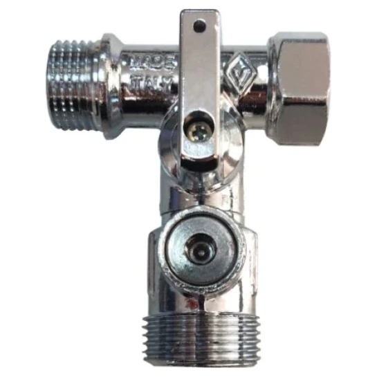 SHOP AKD::Кран кутовий BUGATTI АкваСтоп Valvob 1/2х1/2х3/4 (Італія) 8770009