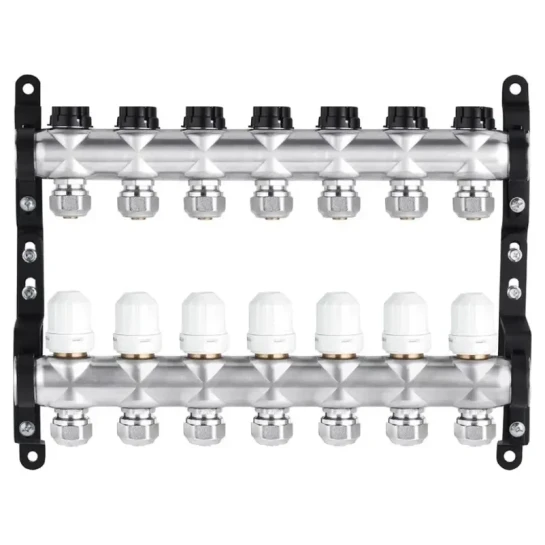 SHOP AKD::Колектор нержавіючий STA G1" х7 (Б/Т) з відсікаючими та термоклапанами і євроконусами Classic