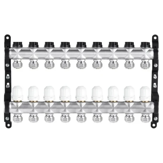 SHOP AKD::Колектор нержавіючий STA G1" х9 (Б/Т) з відсікаючими та термоклапанами і євроконусами Classic