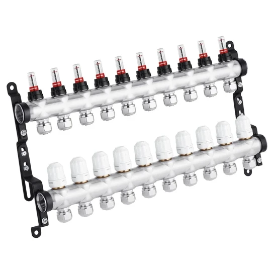 SHOP AKD::Колектор нержавіючий STA G1" х10 (В/Т) з витратоміром, клапаном та євроконусами Classic