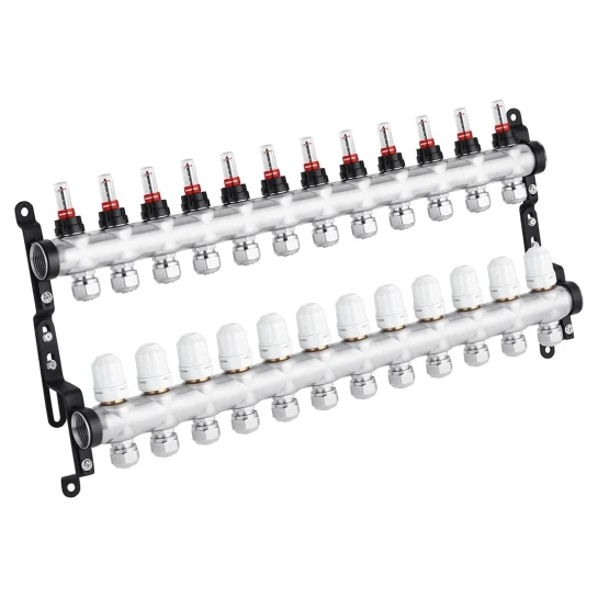 SHOP AKD::Колектор нержавіючий STA G1" х12 (В/Т) з витратоміром, клапаном та євроконусами Classic