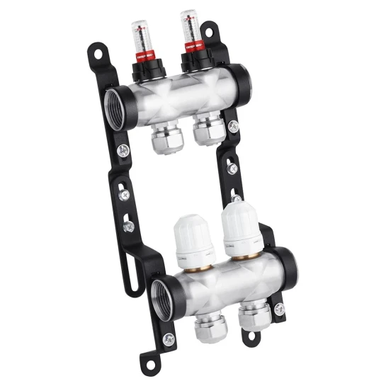 SHOP AKD::Колектор нержавіючий STA G1" х2 (В/Т) з витратоміром, клапаном та євроконусами Classic