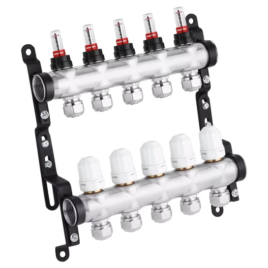 SHOP AKD::Колектор нержавіючий STA G1" х5 (В/Т) з витратоміром, клапаном та євроконусами Classic