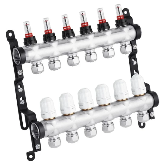 SHOP AKD::Колектор нержавіючий STA G1" х6 (В/Т) з витратоміром, клапаном та євроконусами Classic