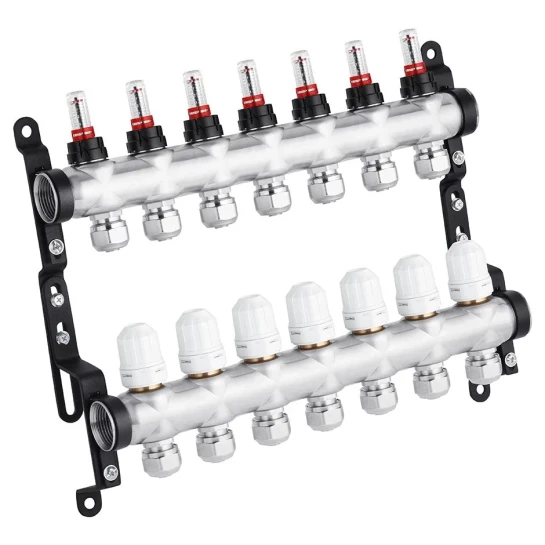 SHOP AKD::Колектор нержавіючий STA G1" х7 (В/Т) з витратоміром, клапаном та євроконусами Classic