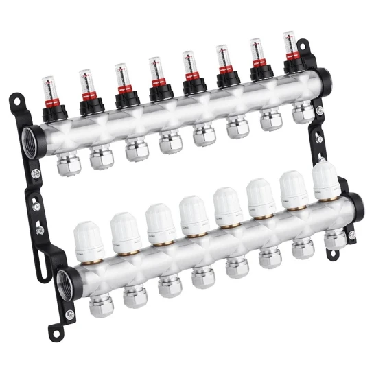 SHOP AKD::Колектор нержавіючий STA G1" х8 (В/Т) з витратоміром, клапаном та євроконусами Classic