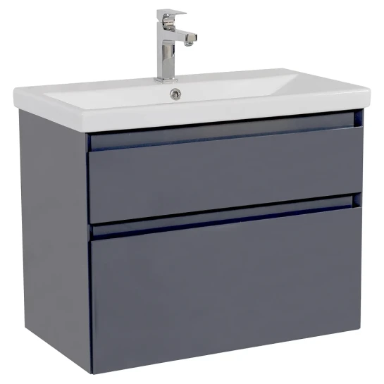 SHOP AKD::Тумба AQUARODOS Еліт (графіт глянець) з умивальником Еліт 80 см (консольна)