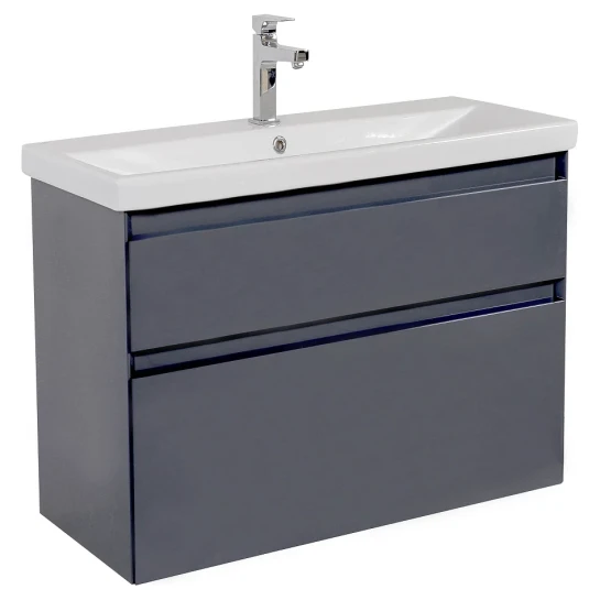 SHOP AKD::Тумба AQUARODOS Еліт (графіт глянець) з умивальником 100см  (консольна)