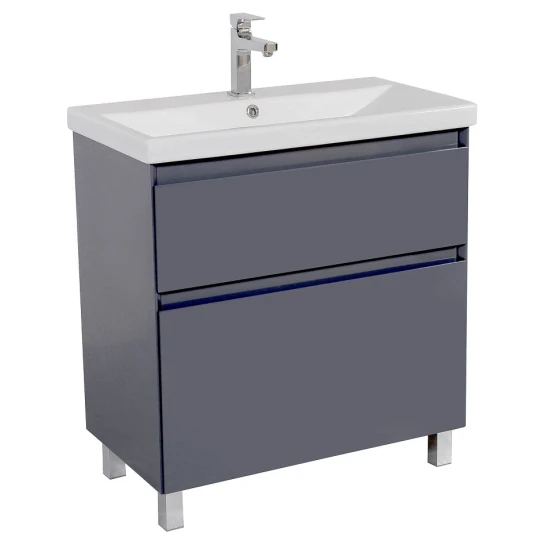 SHOP AKD::Тумба AQUARODOS Еліт (графіт глянець) з умивальником Еліт 80 см (підлогова)