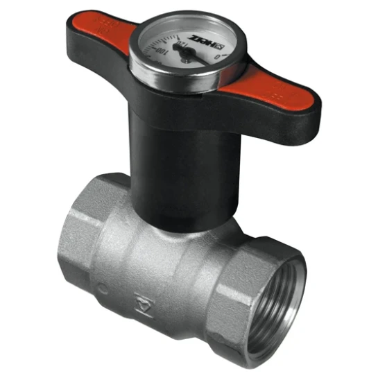 SHOP AKD::Кран кульовий HERZ 3/4" ВВ пластикова Т-подібна ручка з термометром, червона