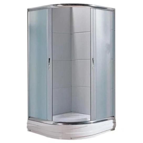 SHOP AKD::Кабіна душова SANTEH півкругла 9001F-ECO 90х90х195 скло фабрік з піддоном15 см проф.алюмін.хром