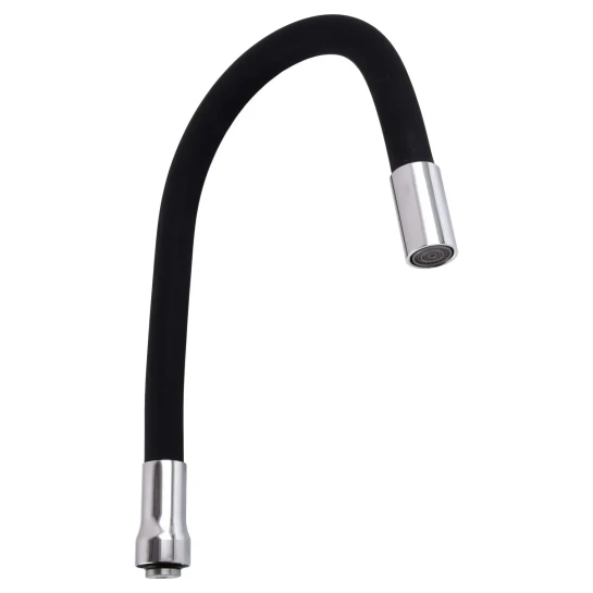 SHOP AKD::Вилив змішувача GLR-BLACK-55 для кухні, гофрований, силікон Чорний, 3/4"ВН