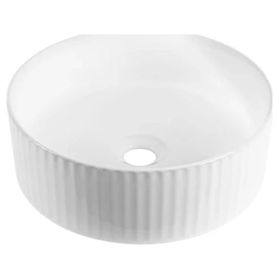 SHOP AKD::Умивальник INVENA Glamour накладний круглий 36см,ребриста біла глянцева