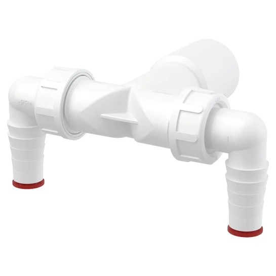 SHOP AKD::Штуцер подвійний ALCAPLAST для сифону G1х/17-23 зі зворотними клапанами