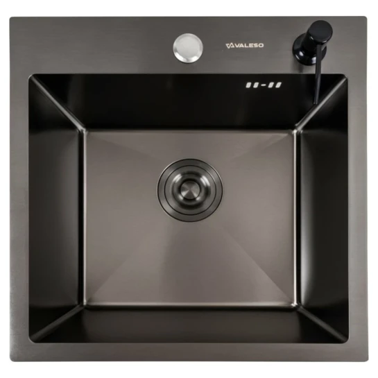 SHOP AKD::Мийка нержавійка VALESO Handmade 45х45 pvd чорна (товщ 3,0/0,8)