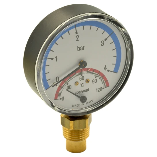 SHOP AKD::Термоманометр радіальний CEWAL TRP 80 VI 1/2" 0-4 бар/0-120°С