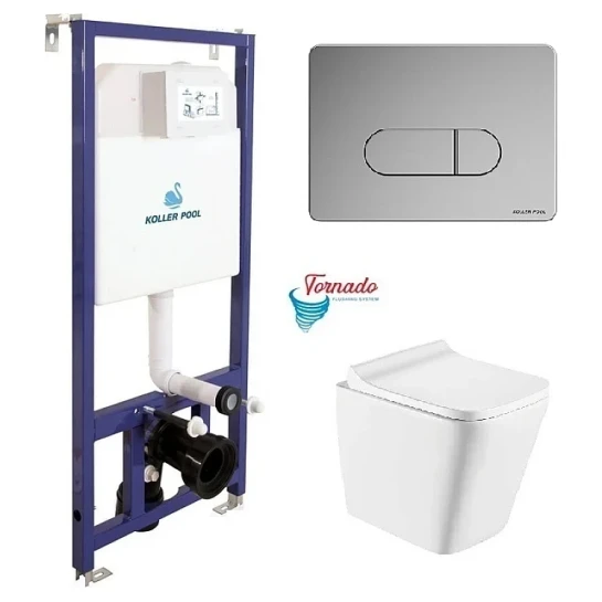 SHOP AKD::Інсталяція  KOLLER POOL Dune1200SL+Orion Cosmo Chrome панель змиву+ підв. унітаз TREND Tornado 3.0