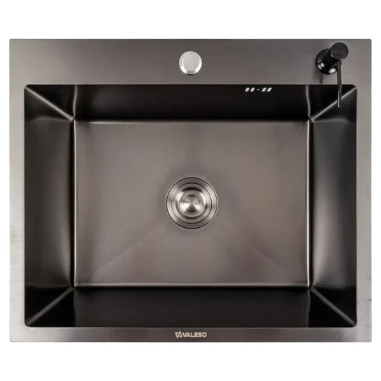 SHOP AKD::Мийка 60*50 PVD Valeso Handmade VOLCANIC чорна (3.0/1.0)