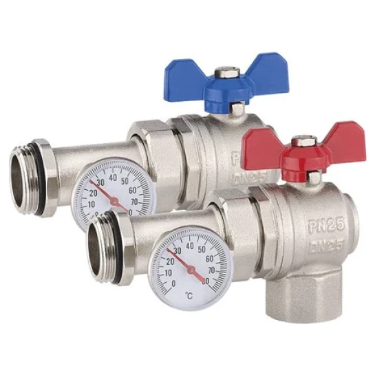 SHOP AKD::Кран кульовий кутовий напівзг терм для колектора PROFACTOR 1"