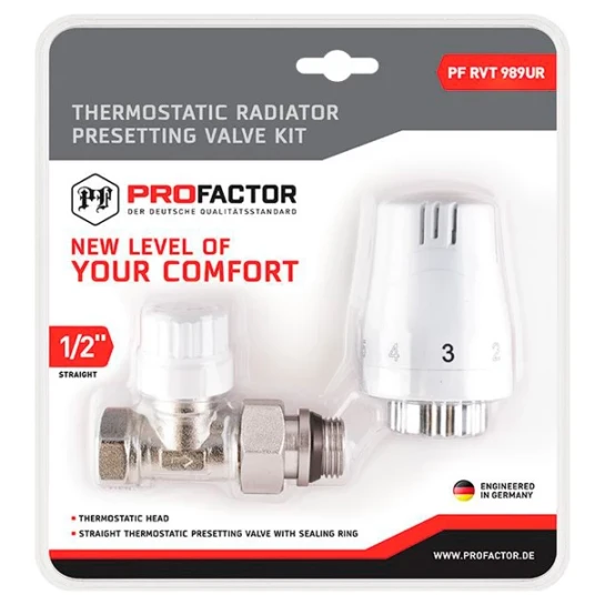 SHOP AKD::Комплект радіаторний термостатичний PROFACTOR 1/2" прямий з преднастройкою