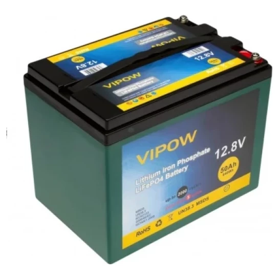 SHOP AKD::Акумуляторна батарея VIPOW LiFePO4, 12,8V 50Ah з вбудованою BMS платою 80A